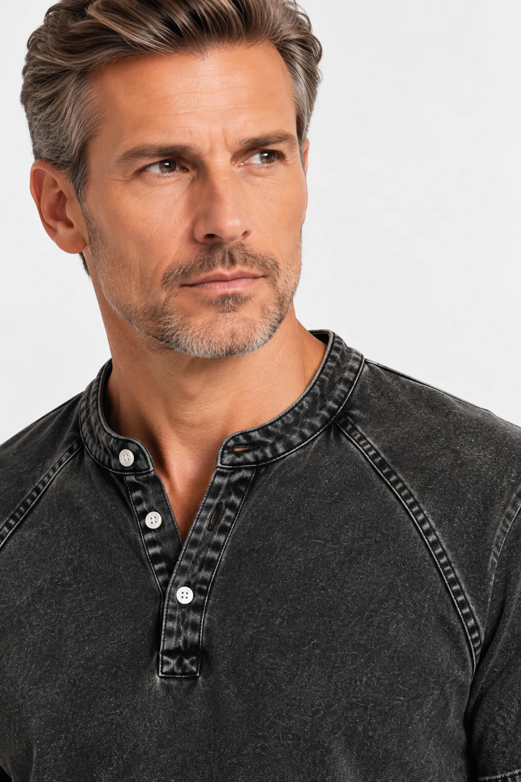 CHEMISE HENLEY EFFET VINTAGE