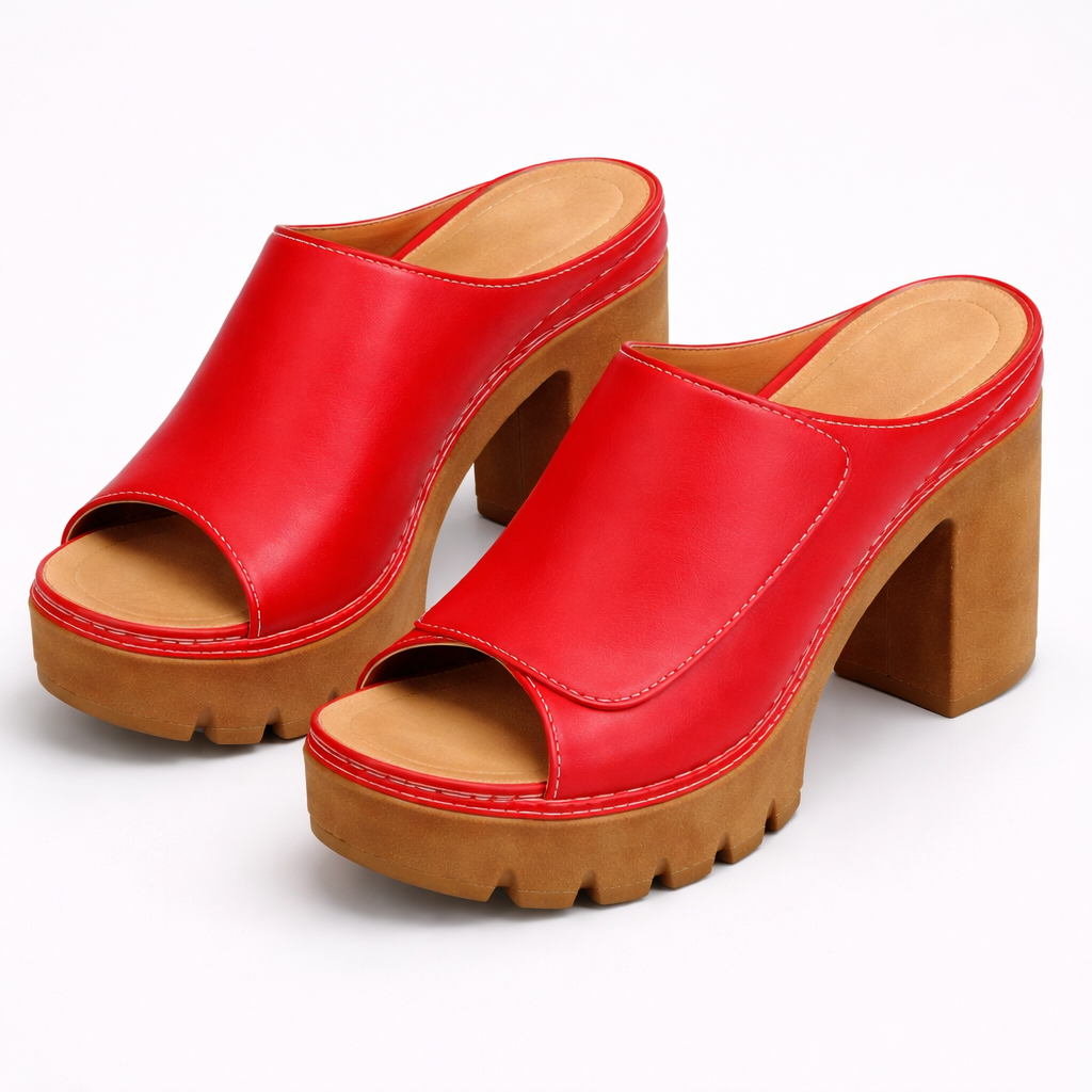 MULE À TALON PLATEFORME EN CUIR